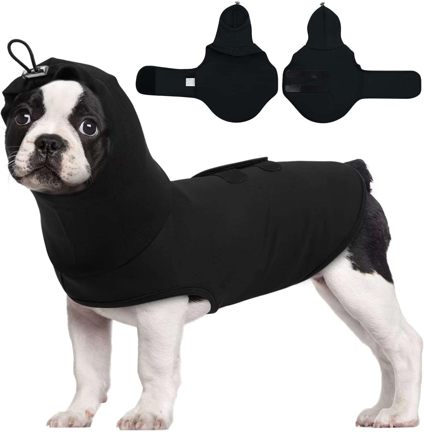 Chaleco anti ansiedad perro con capucha 2 en 1 compresion calmante fuegos artificiales separacion