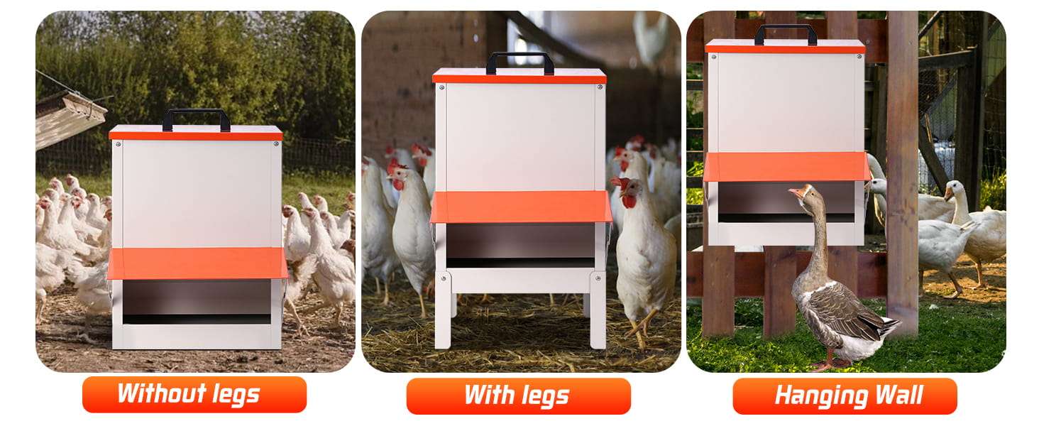 Comedero Tolva Metalico Gallinas 13.5 Kg Patas Ajustables Anti Desperdicio - Imagen 6