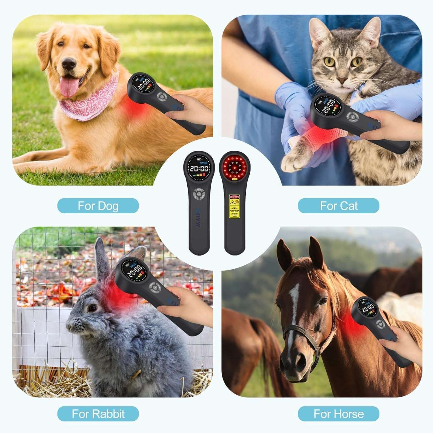 Dispositivo de terapia laser frio veterinario para dolor y artritis en caballos y perros con 3 longitudes de onda