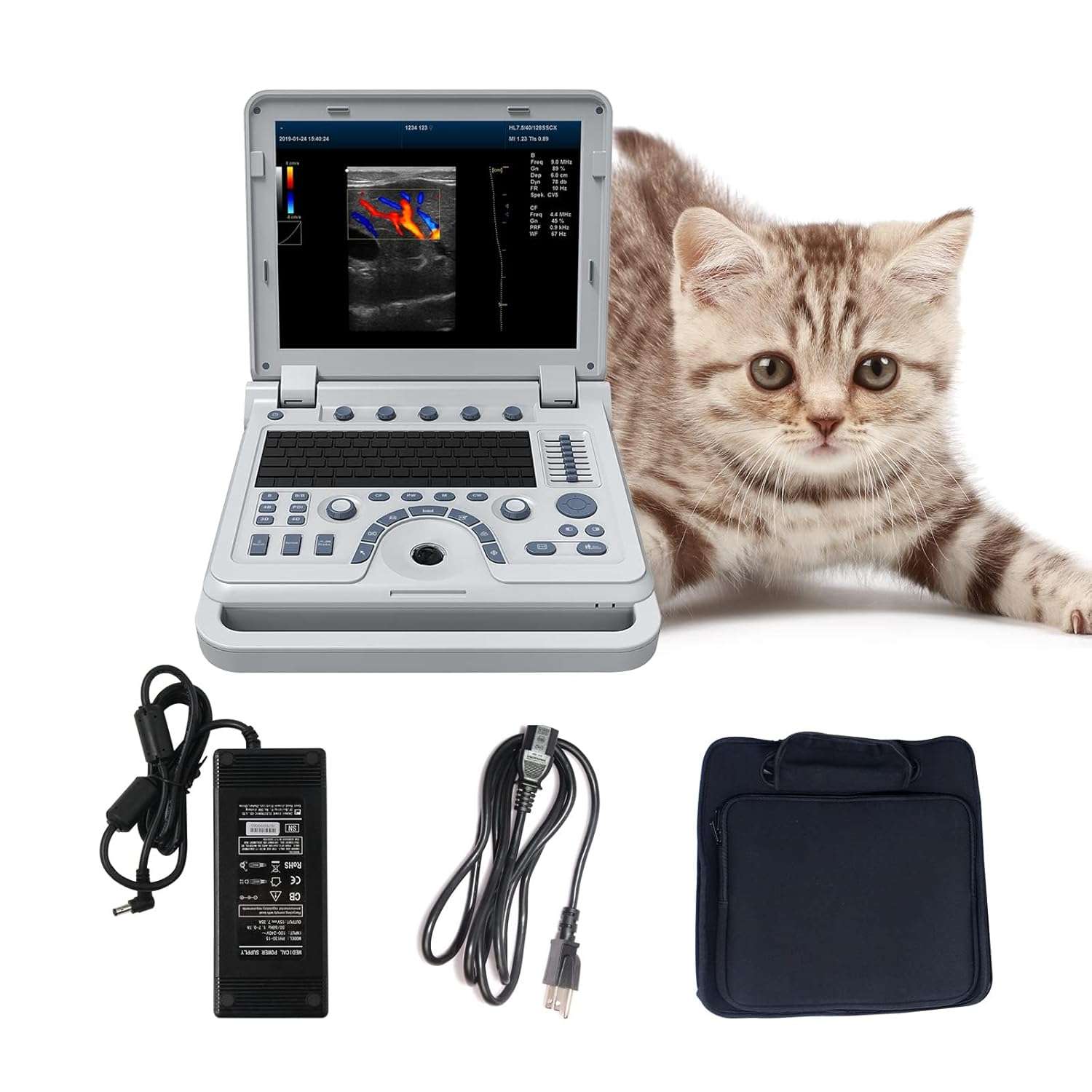 Ecografo doppler color veterinario portatil 15 pulgadas laptop sondas intercambiables perros ganado exóticos