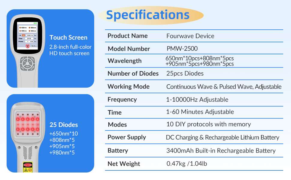 Equipo laser terapeutico veterinario profesional 4 longitudes de onda con pantalla tactil para artritis