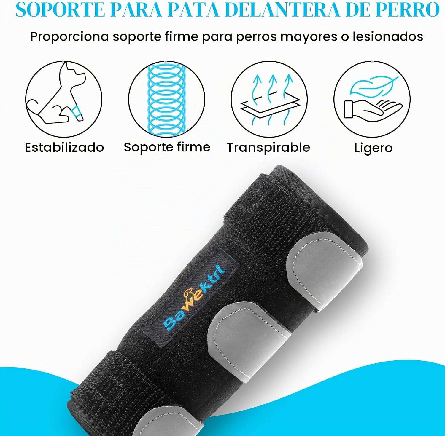 Ferula ortopedica perro pata delantera muñequera carpo soporte metal artritis esguince