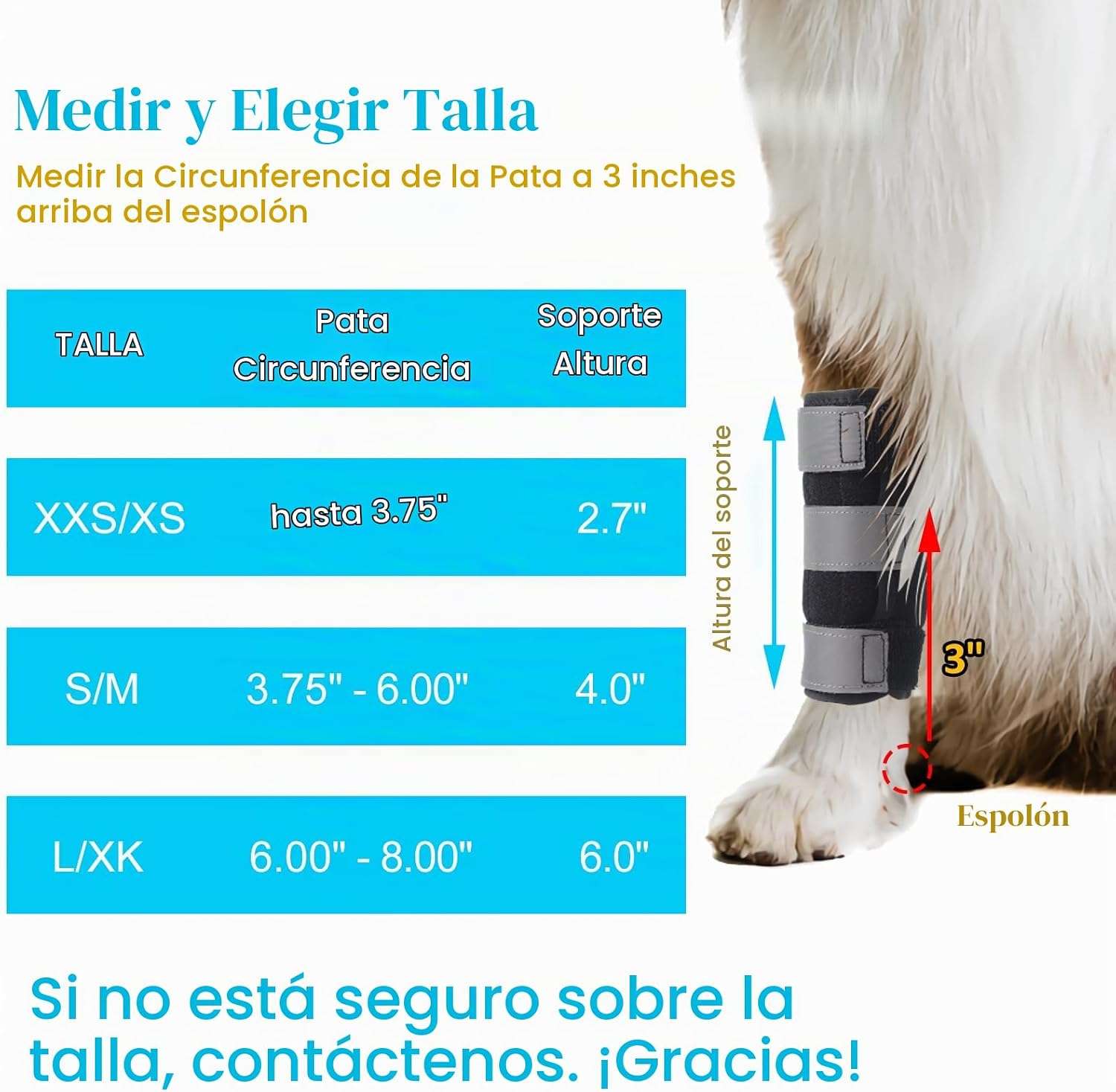 Ferula ortopedica perro pata delantera muñequera carpo soporte metal artritis esguince