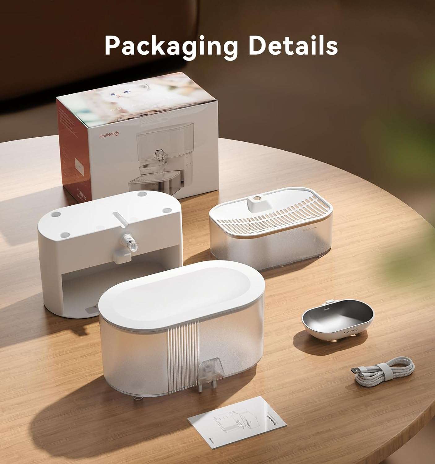 Fuente de agua para gatos autolimpiable sin filtros de 3.5 litros inalambrica con bateria de 180 dias.