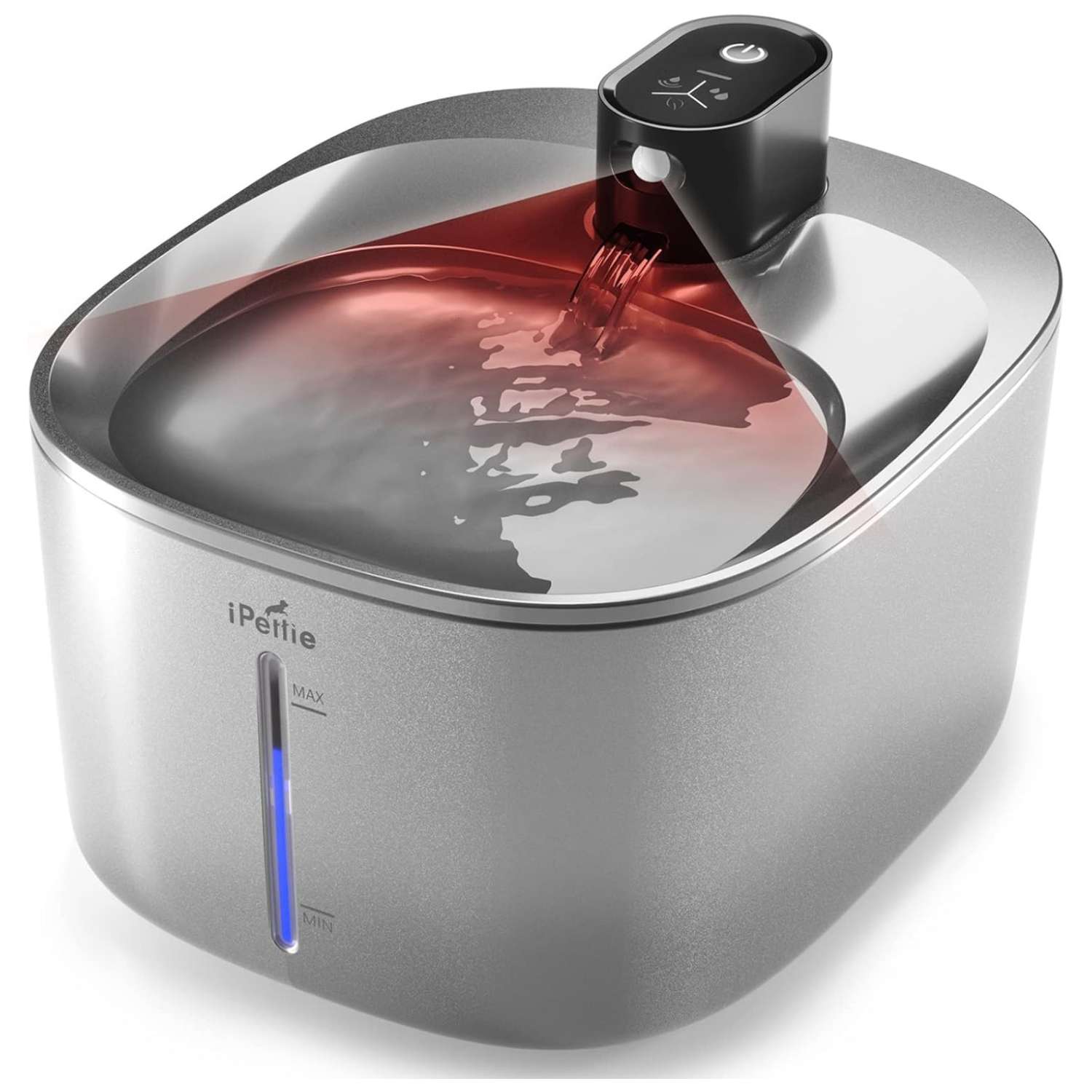 Fuente de agua inalambrica de 4 litros acero inoxidable para gatos y perros con sensor y bateria de larga duracion.