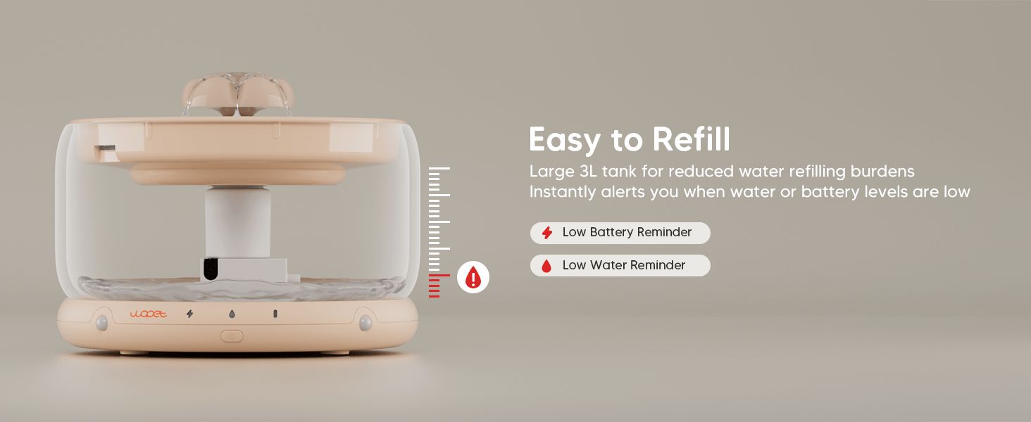 Fuente de agua de ceramica inalambrica de 3 litros para gatos con sensor de radar y bateria de larga duracion.