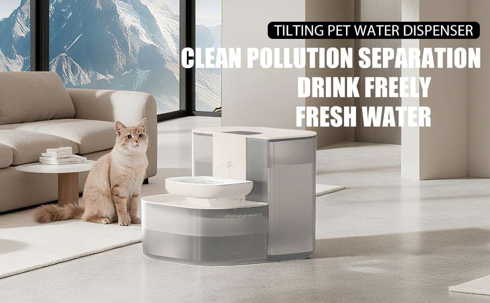 Fuente de agua inalambrica de 4.5 litros de ceramica para gatos con control de temperatura y bateria de larga duracion.