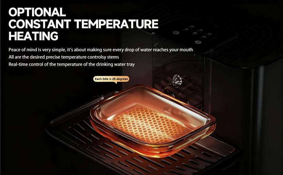 Fuente de agua inalambrica de 4.5 litros de ceramica para gatos con control de temperatura y bateria de larga duracion.
