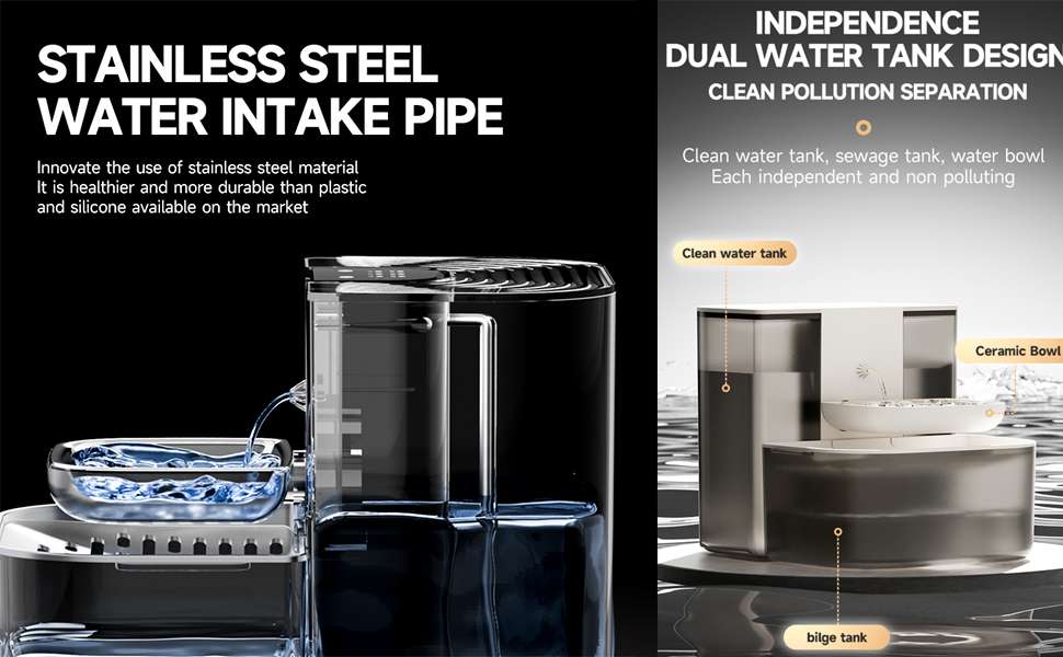 Fuente de agua inalambrica de 4.5 litros de ceramica para gatos con control de temperatura y bateria de larga duracion.