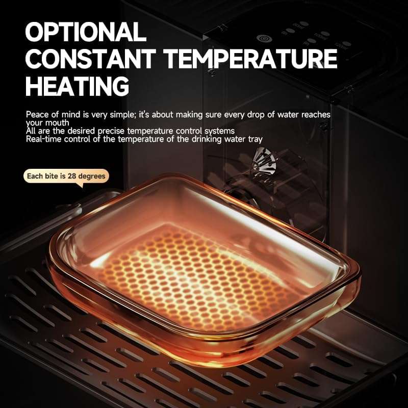 Fuente de agua inalambrica de 4.5 litros de ceramica para gatos con control de temperatura y bateria de larga duracion.