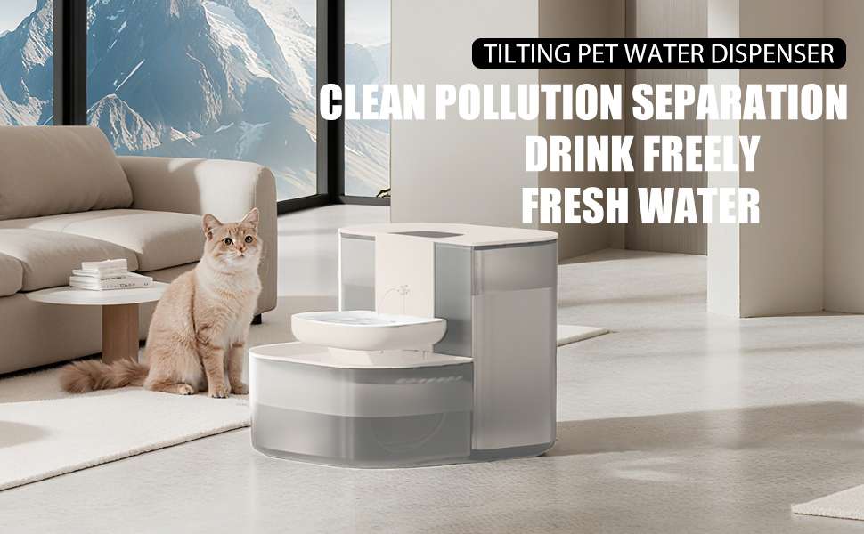 Fuente de agua inalambrica de 4.5 litros de ceramica para gatos con control de temperatura y bateria de larga duracion.