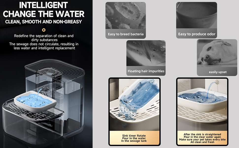 Fuente de agua inalambrica de 4.5 litros de ceramica para gatos con control de temperatura y bateria de larga duracion.