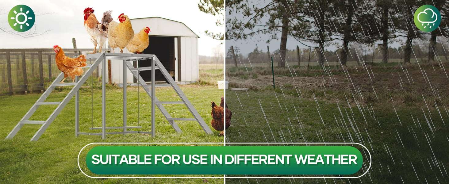 Juego de madera y metal para gallinas de 170 cm con columpio y escaleras para 10 aves