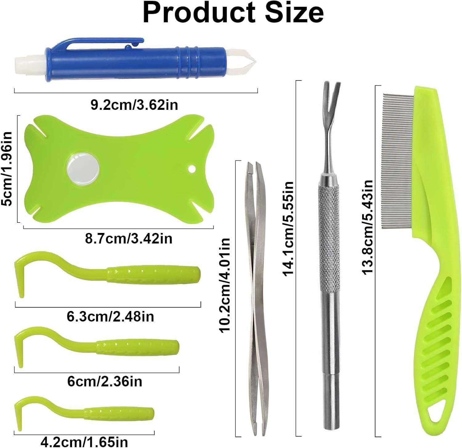 Kit 8 piezas saca garrapatas y pulgas con lupa y pinzas de acero para perros y gatos