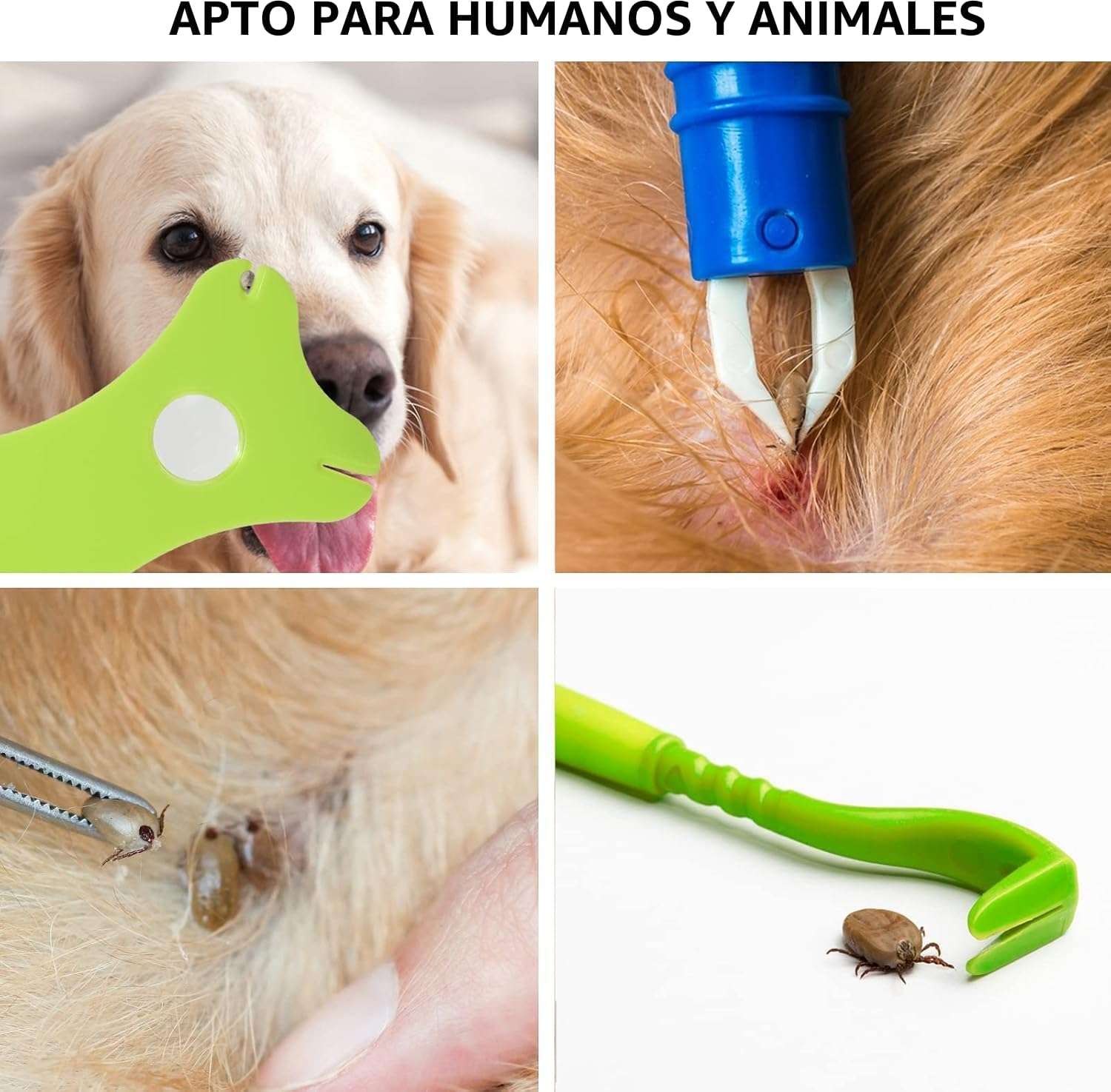 Kit 8 piezas saca garrapatas y pulgas con lupa y pinzas de acero para perros y gatos