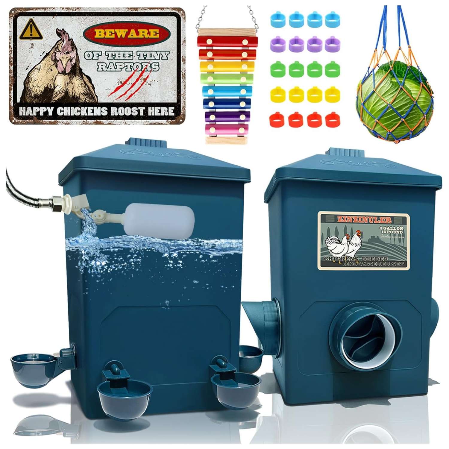 Kit de comedero 7 kg y bebedero 11 litros automatico para gallinas patos y pavos con conexion a manguera.