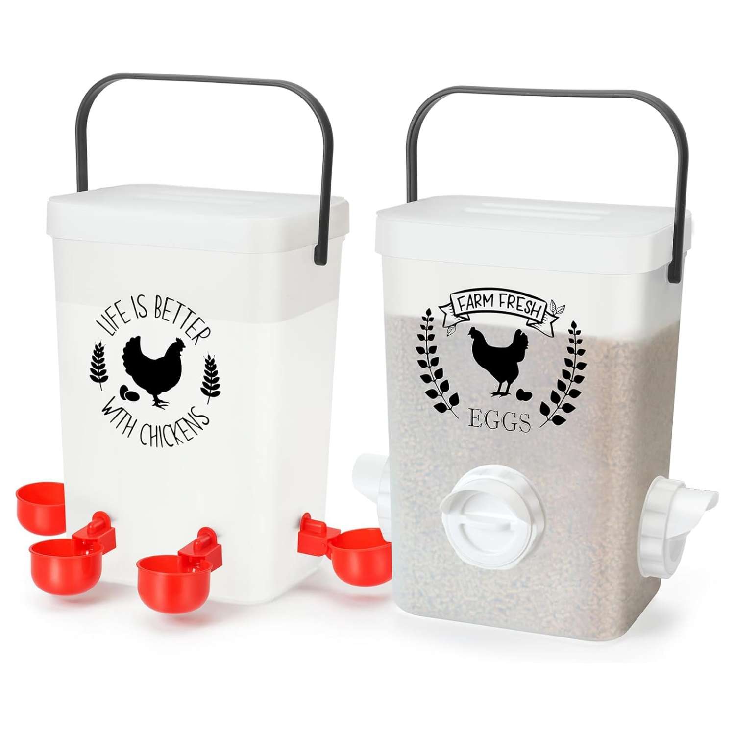 Kit de comedero 7 kg y bebedero 11 litros transparente para gallinas y patos control visual de nivel.