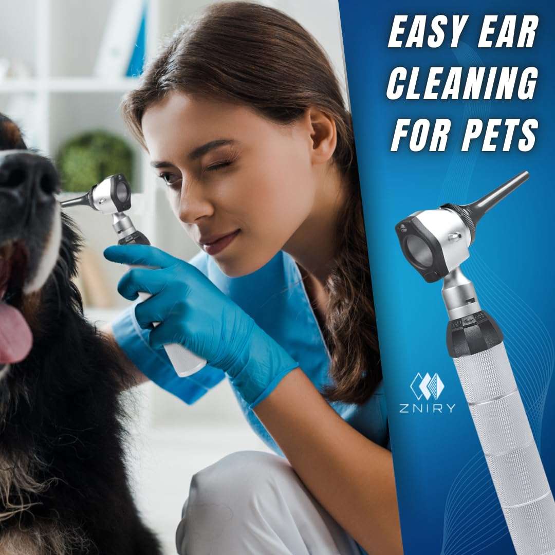 Kit diagnostico veterinario 3 en 1 otoscopio oftalmoscopio luz led perros gatos