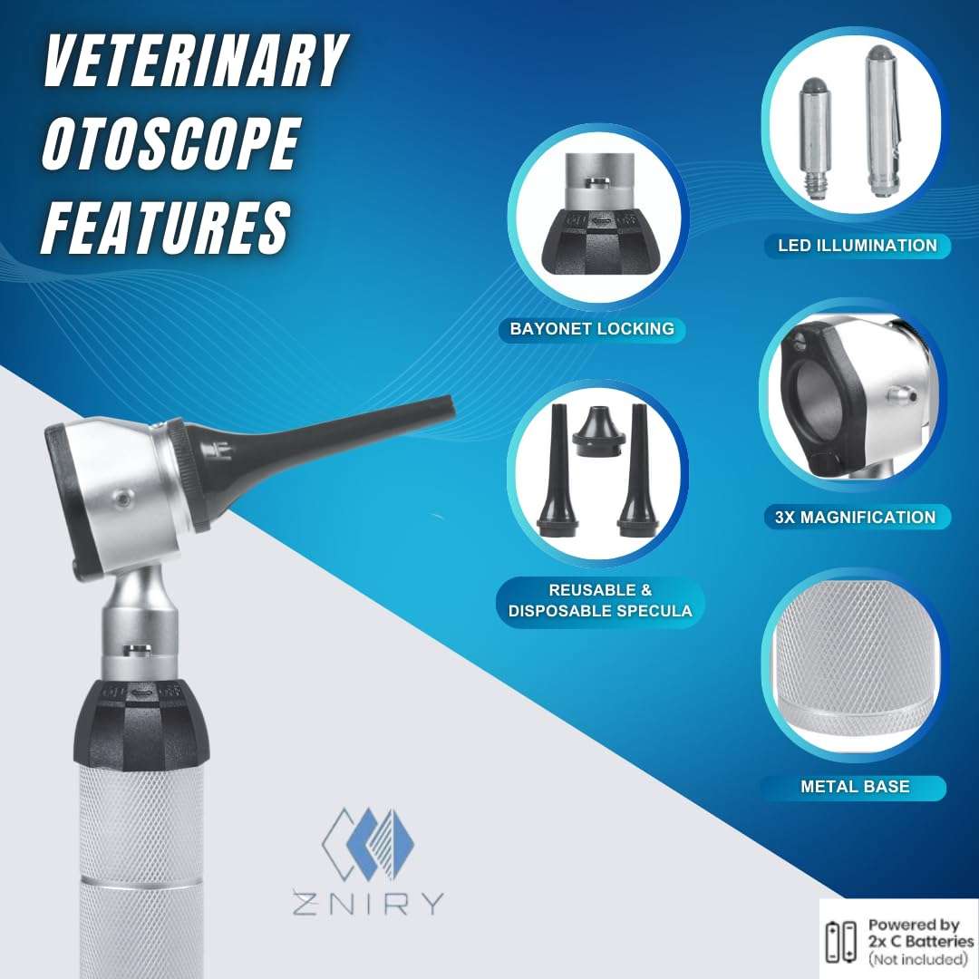 Kit diagnostico veterinario 3 en 1 otoscopio oftalmoscopio luz led perros gatos