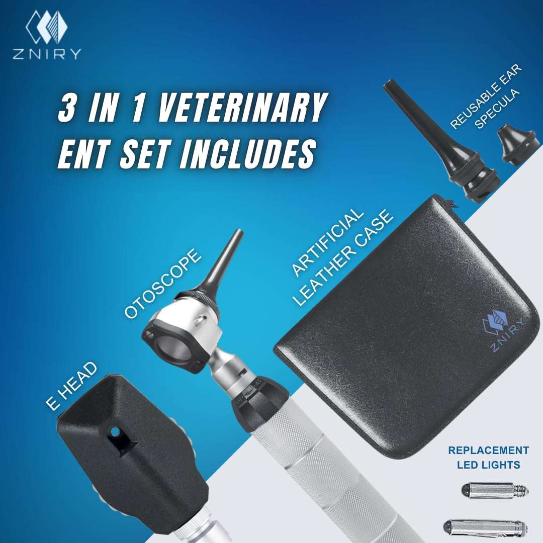 Kit diagnostico veterinario 3 en 1 otoscopio oftalmoscopio luz led perros gatos