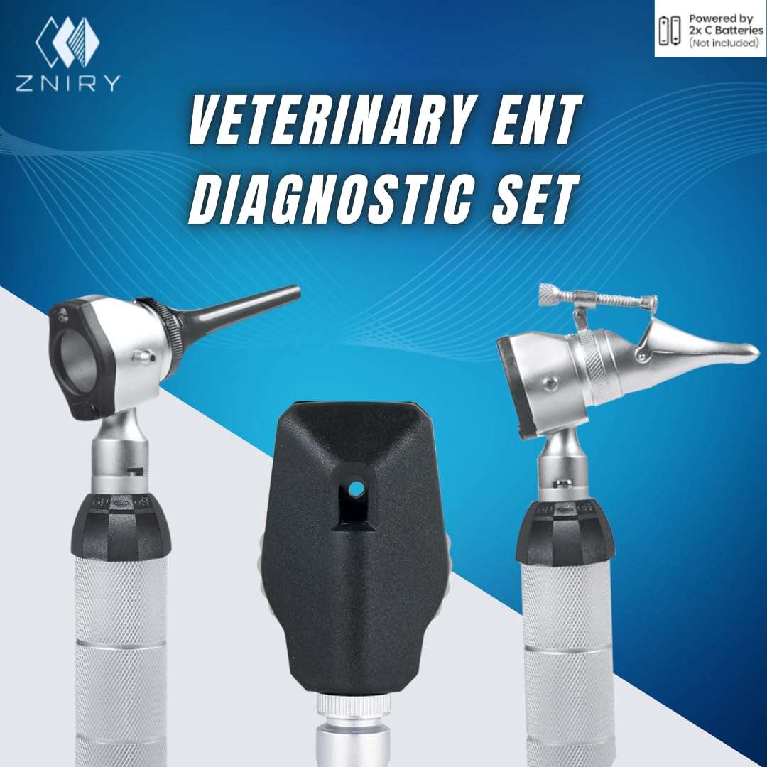Kit diagnostico veterinario 3 en 1 otoscopio oftalmoscopio luz led perros gatos
