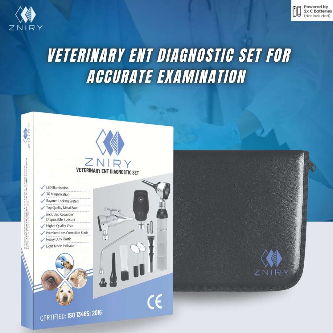 Kit diagnostico veterinario 3 en 1 otoscopio oftalmoscopio luz led perros gatos