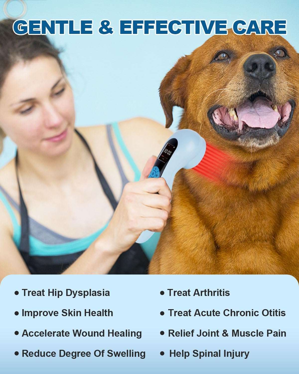 Dispositivo laser terapeutico veterinario infrarrojo con bateria de 5000mah para dolor y artritis en mascotas