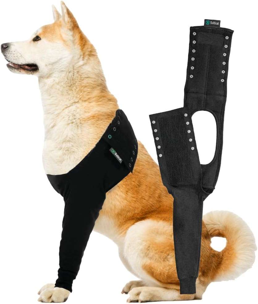 Manga recuperacion pata delantera perro anti lamido alternativa cono isabelino suitical