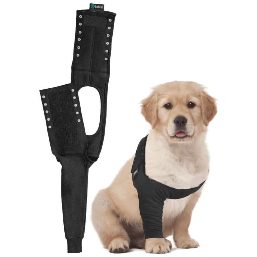 Manga recuperacion pata delantera perro anti lamido alternativa cono isabelino suitical