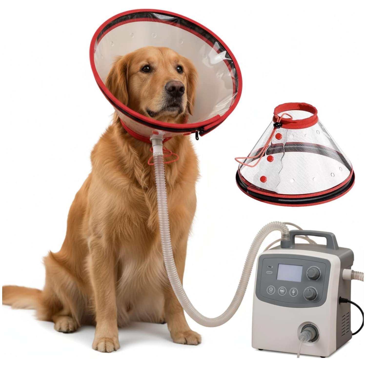 Mascarilla veterinaria 2 en 1 para nebulizacion y oxigeno tallas S M L perros y gatos