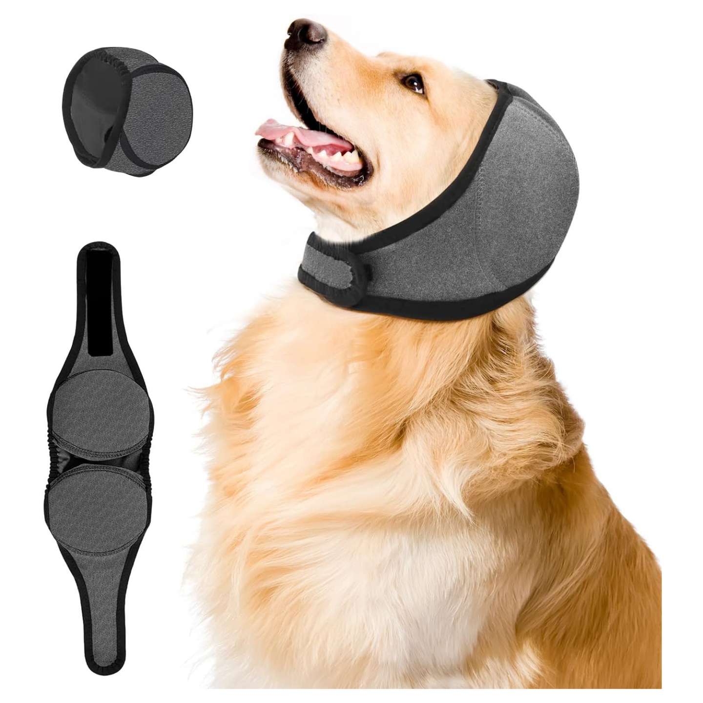 Orejeras perro ajustables velcro anti ruido baño secador hematoma oreja proteccion ansiedad