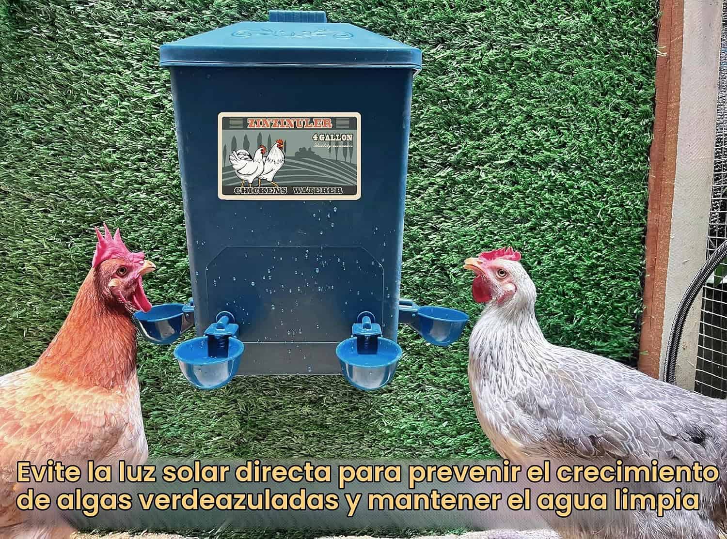 Pack de 2 bebederos de 15 litros cada uno para gallinas con tazas automaticas y sistema colgante.