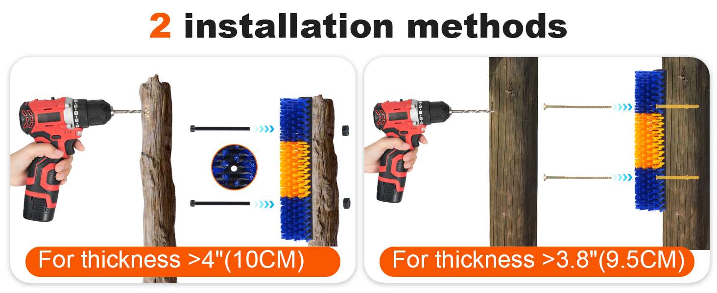 Pack de 2 cepillos rascadores anchos de 43x20 cm para vacas y caballos montaje en poste con cerdas largas