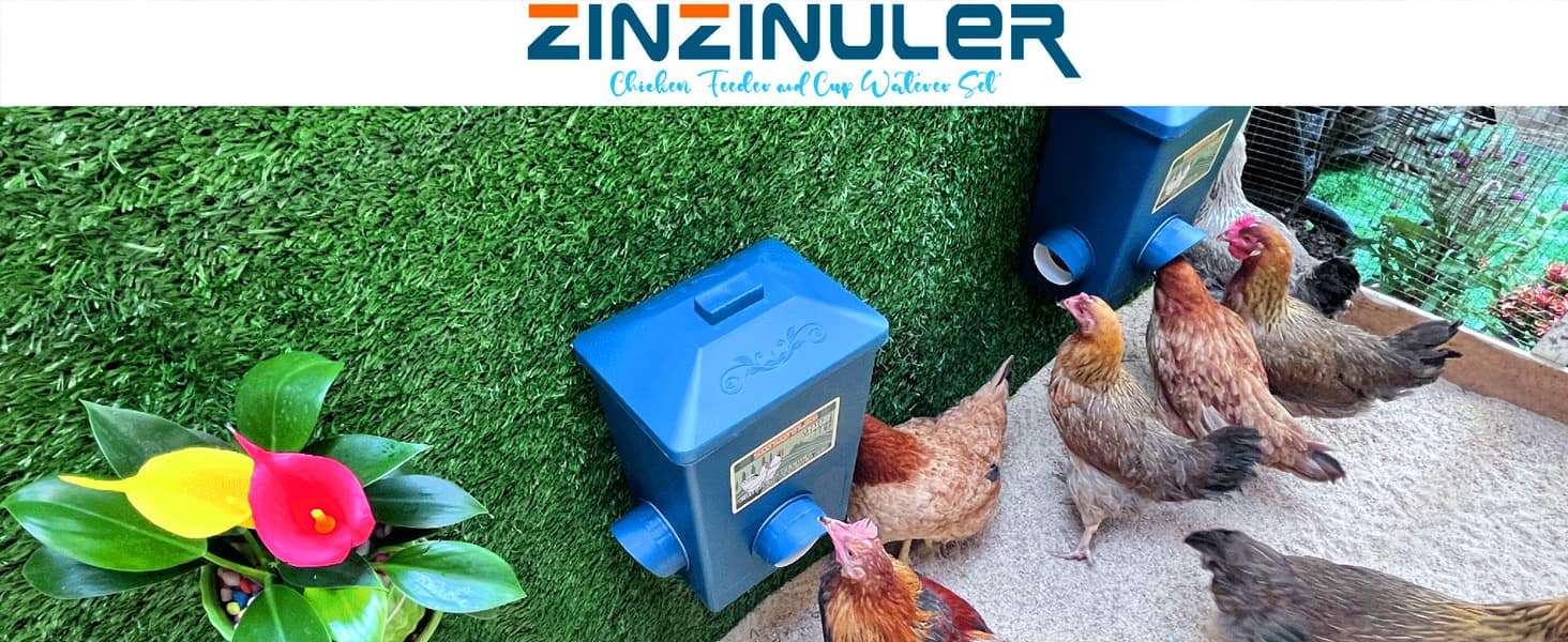 Pack de 2 comederos de 7 kg cada uno para gallinas anti lluvia y anti desperdicio montaje colgante.