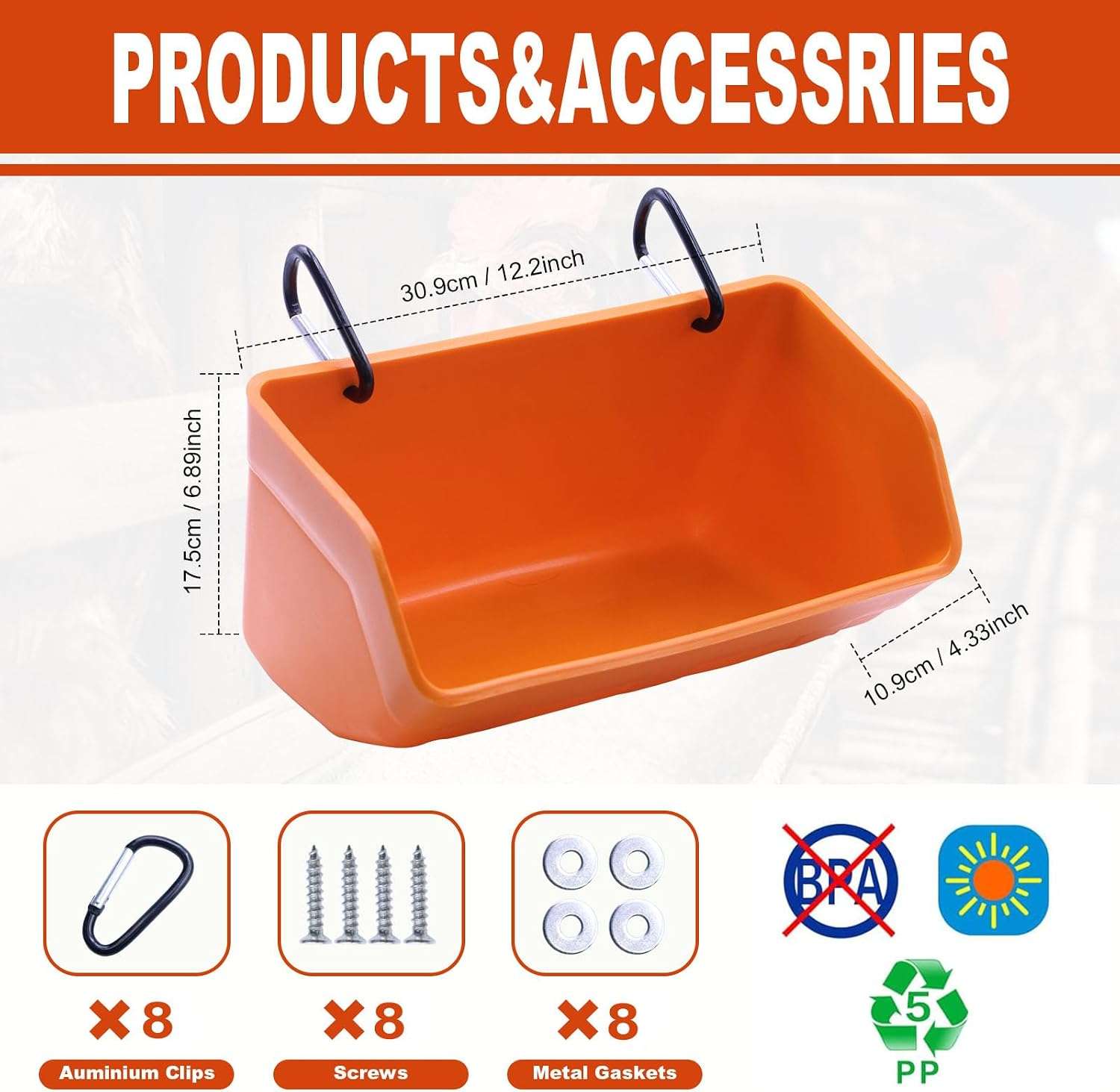 Pack de 4 comederos para gallinas de 4 kg tipo cubo colgante o de muro resistentes y anti desperdicio.