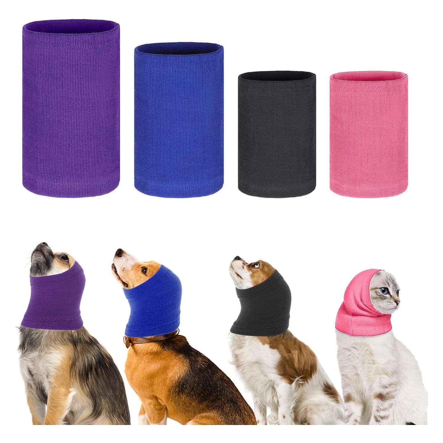 Pack 4 orejeras perro banda elastica secador baño anti ruido colores surtidos grooming