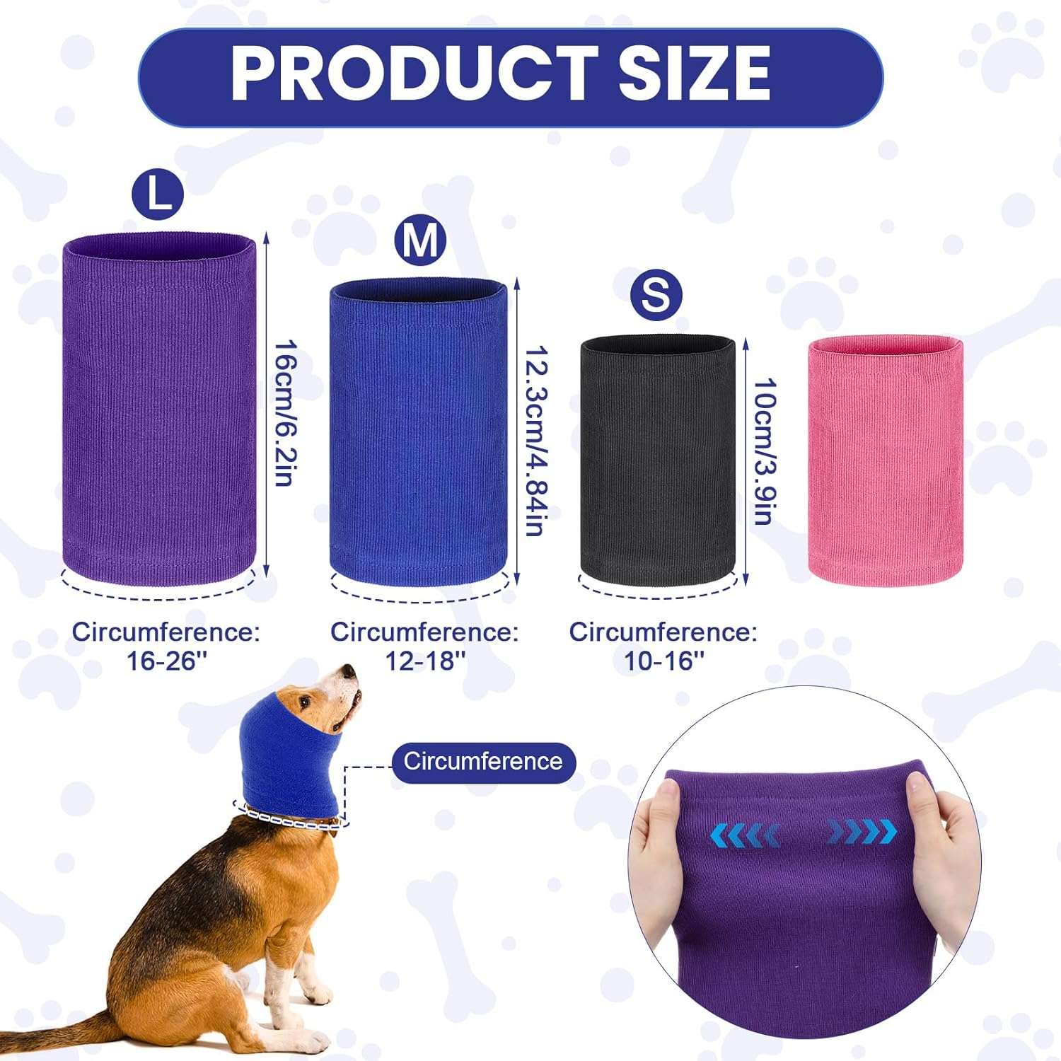 Pack 4 orejeras perro banda elastica secador baño anti ruido colores surtidos grooming