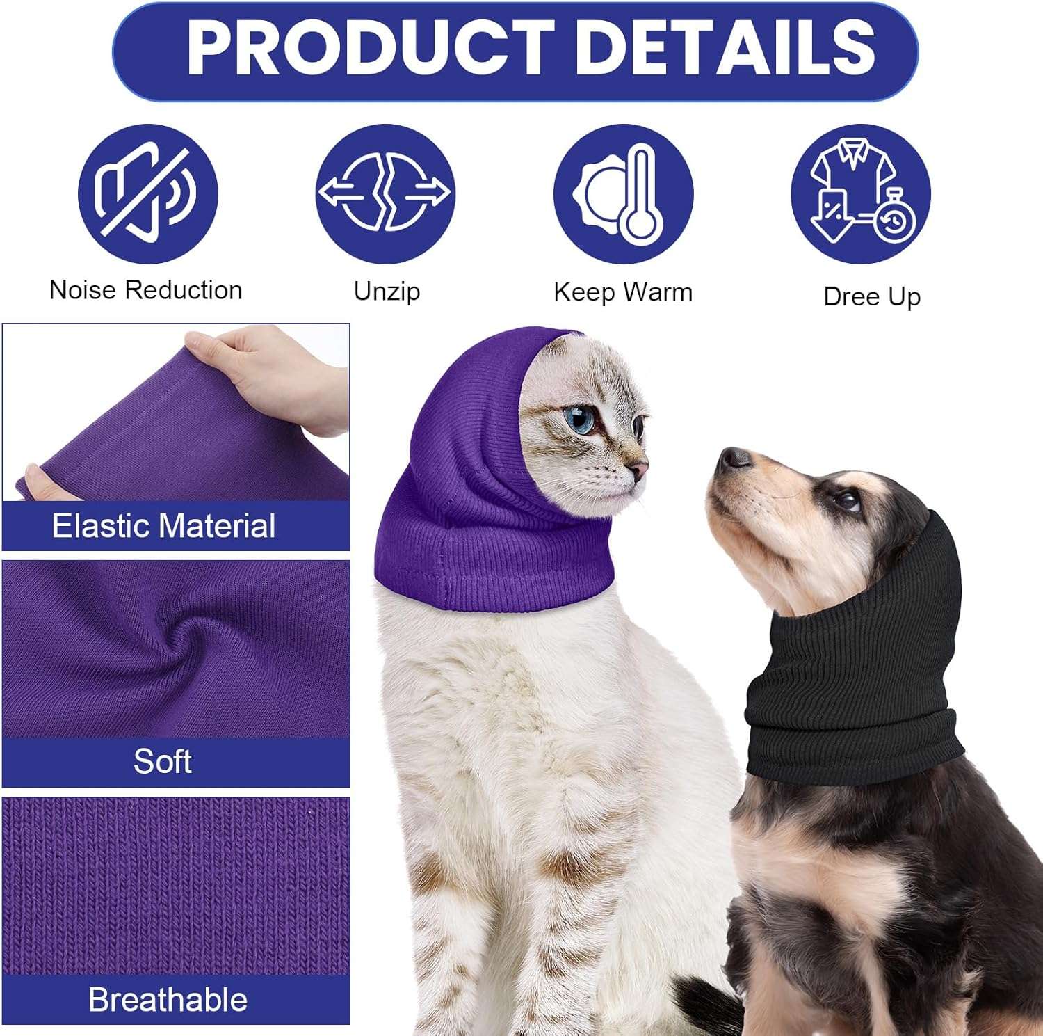 Pack 4 orejeras perro banda elastica secador baño anti ruido colores surtidos grooming