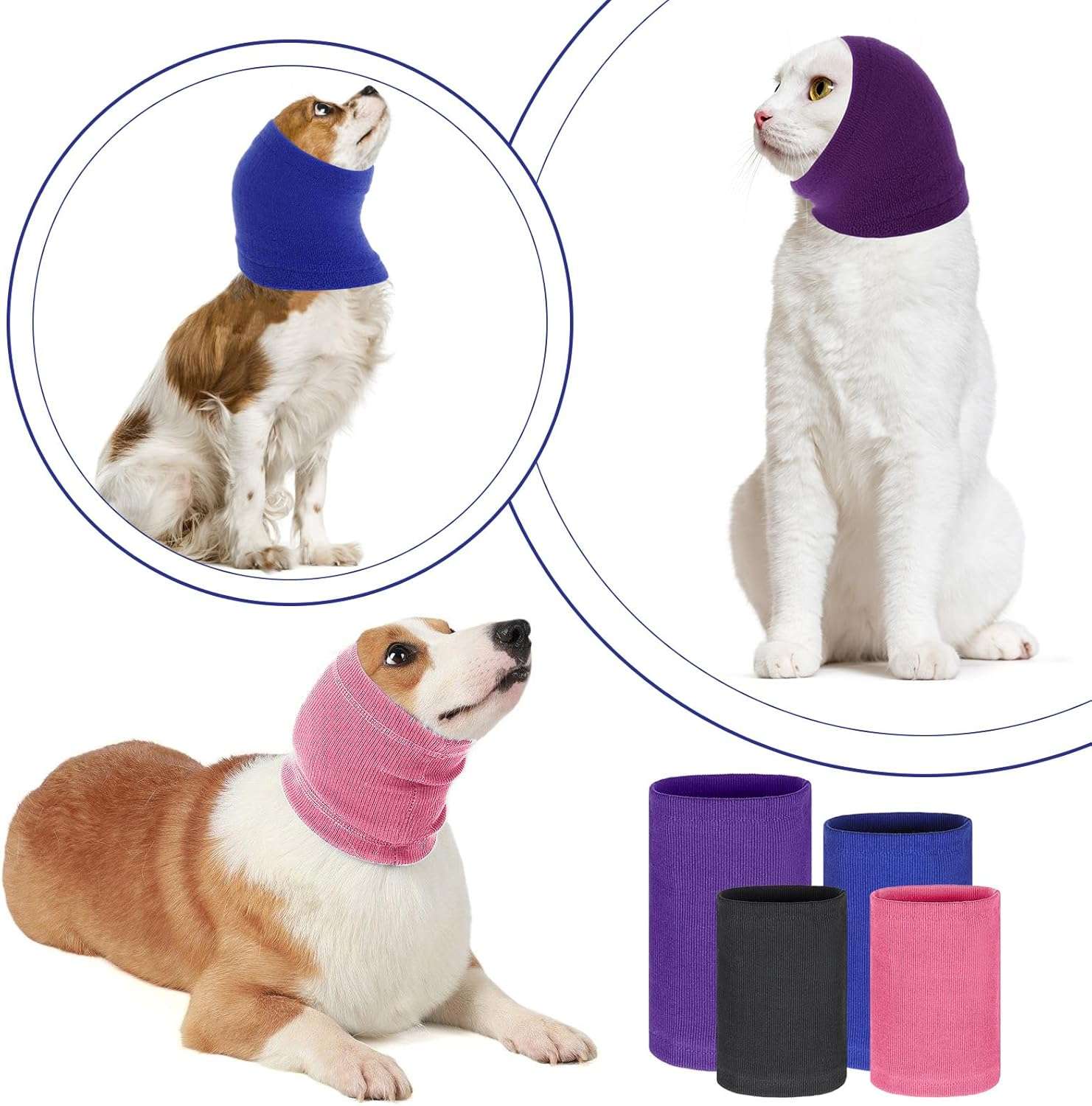 Pack 4 orejeras perro banda elastica secador baño anti ruido colores surtidos grooming