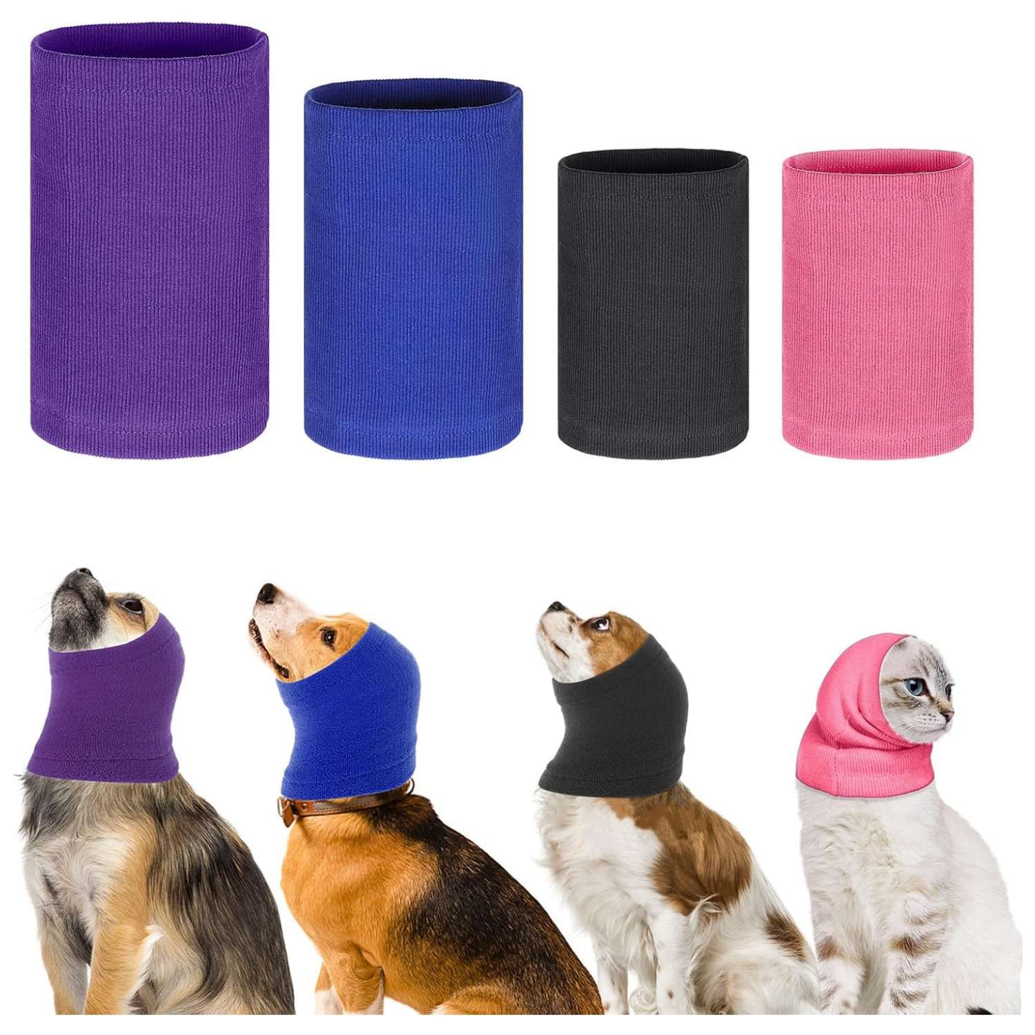 Pack 4 orejeras perro banda elastica secador baño anti ruido colores surtidos grooming