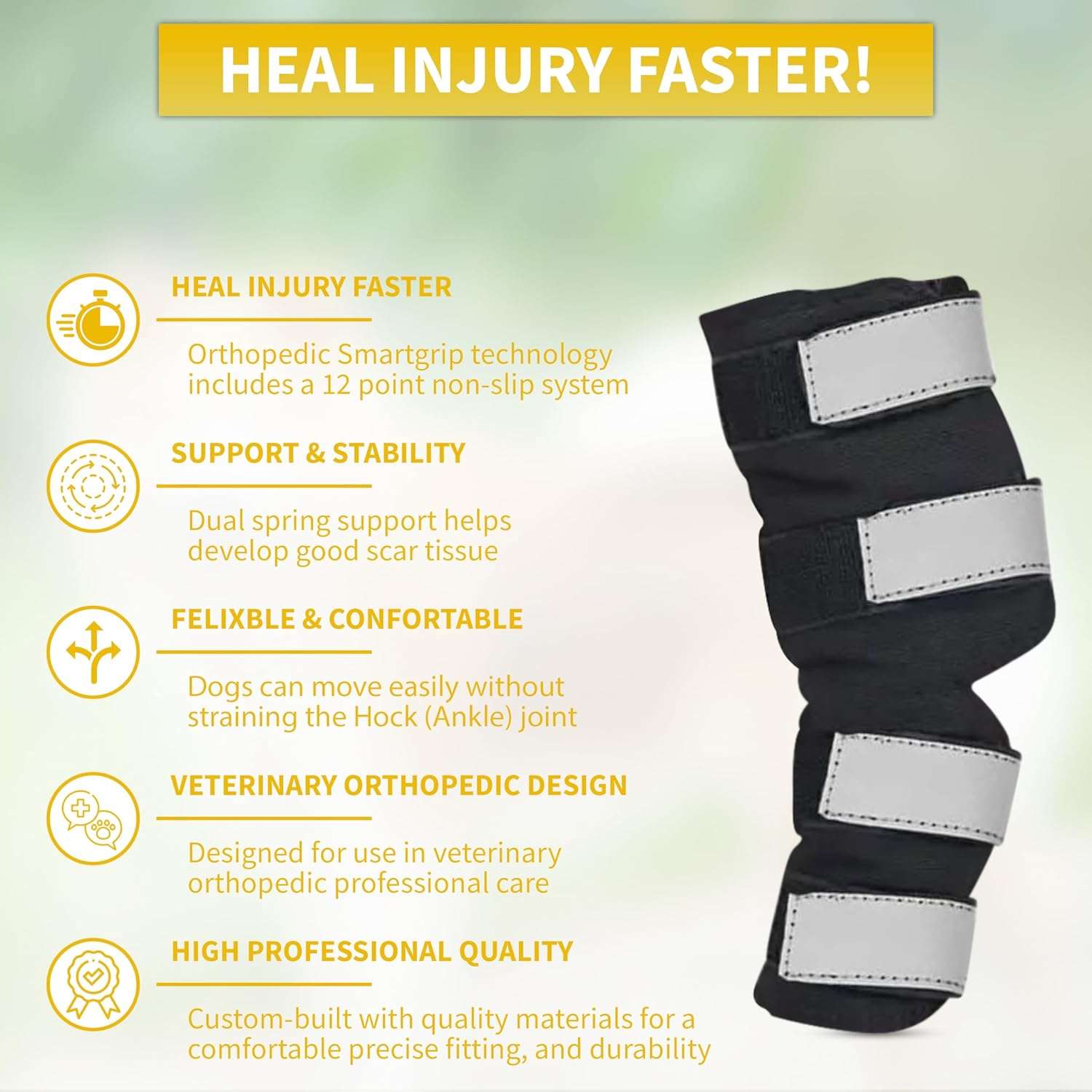 Par ferulas perro corvejon tobillo soporte metalico artritis esguince patas traseras