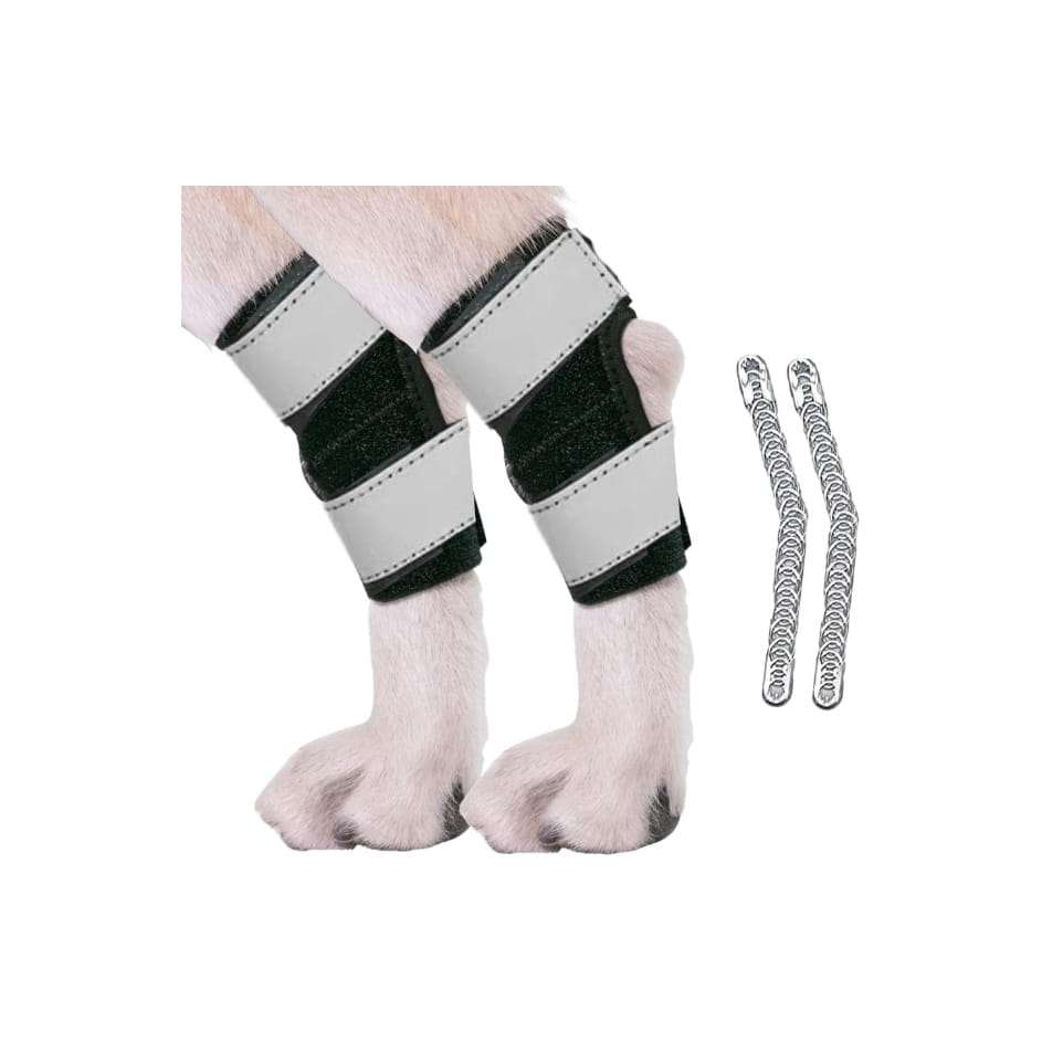 Par de ferulas ortopedicas de neopreno con soporte metalico para tobillo de perro