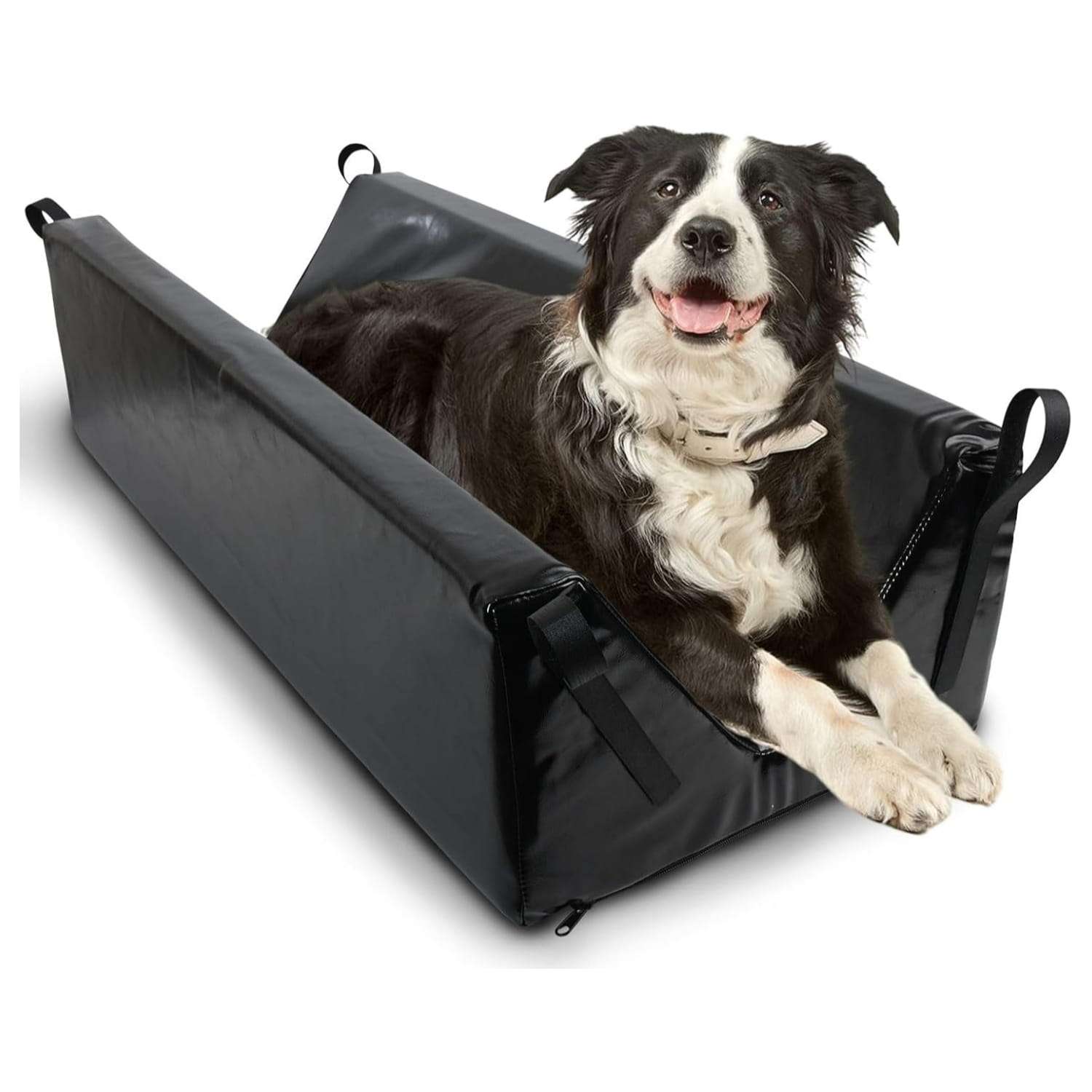 Posicionador veterinario tipo V profundo e impermeable con correas para ecografias y rayos X de mascotas.