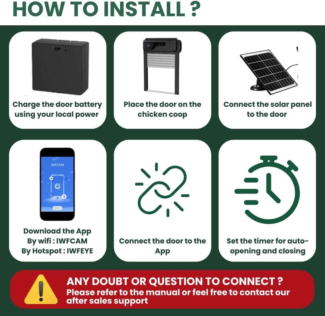 Puerta automatica solar para gallinero con camara wifi 1080p y bateria de 5000 mAh vision nocturna y control por app