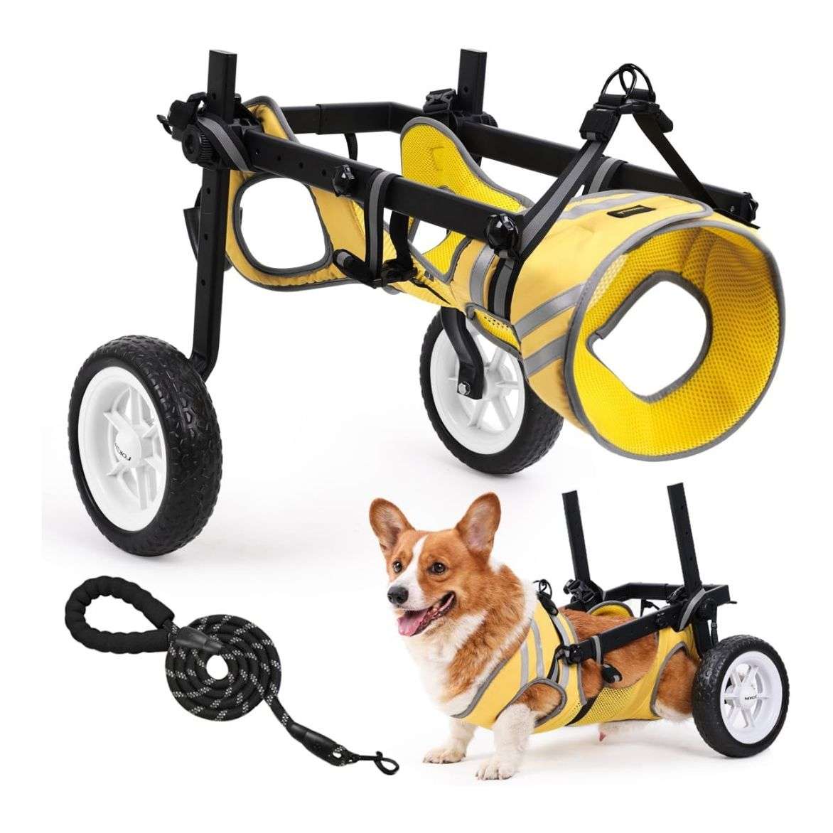 Silla ruedas perro mediano arnes malla transpirable ruedas 8 pulgadas reflectante ajustable