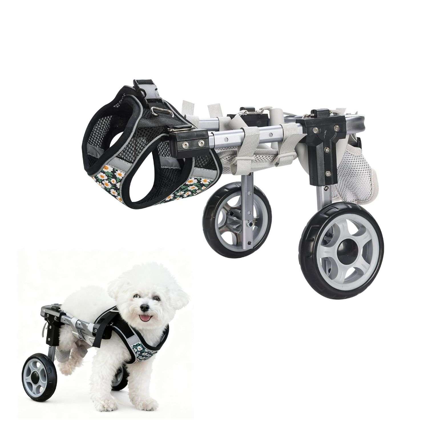 Silla ruedas perro aluminio aviacion ajustable patas traseras carrito ortopedico rehabilitacion