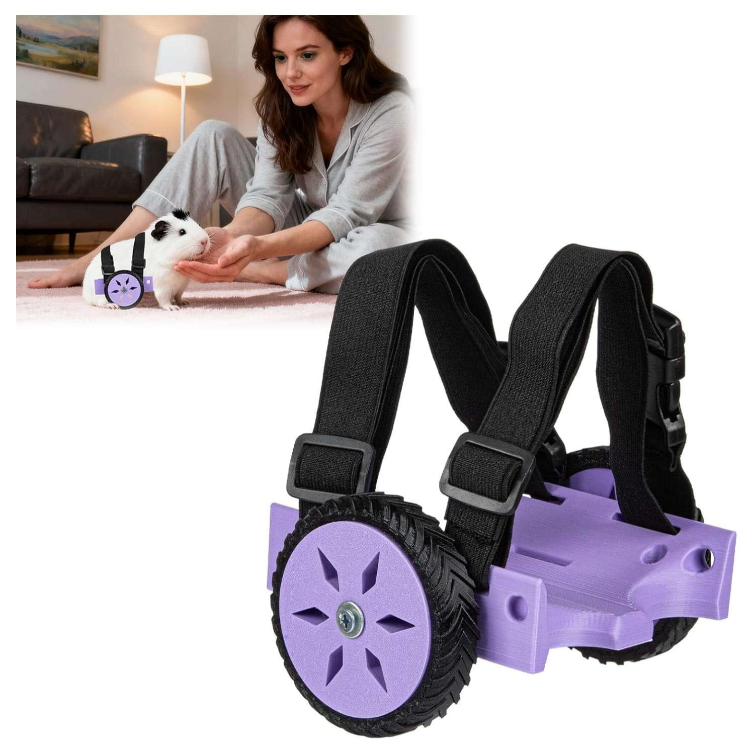 Silla de ruedas miniatura ultraligera para mascotas pequeñas con ruedas silenciosas.