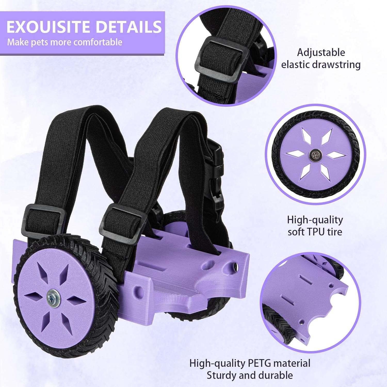 Silla de ruedas miniatura ultraligera para mascotas pequeñas con ruedas silenciosas.