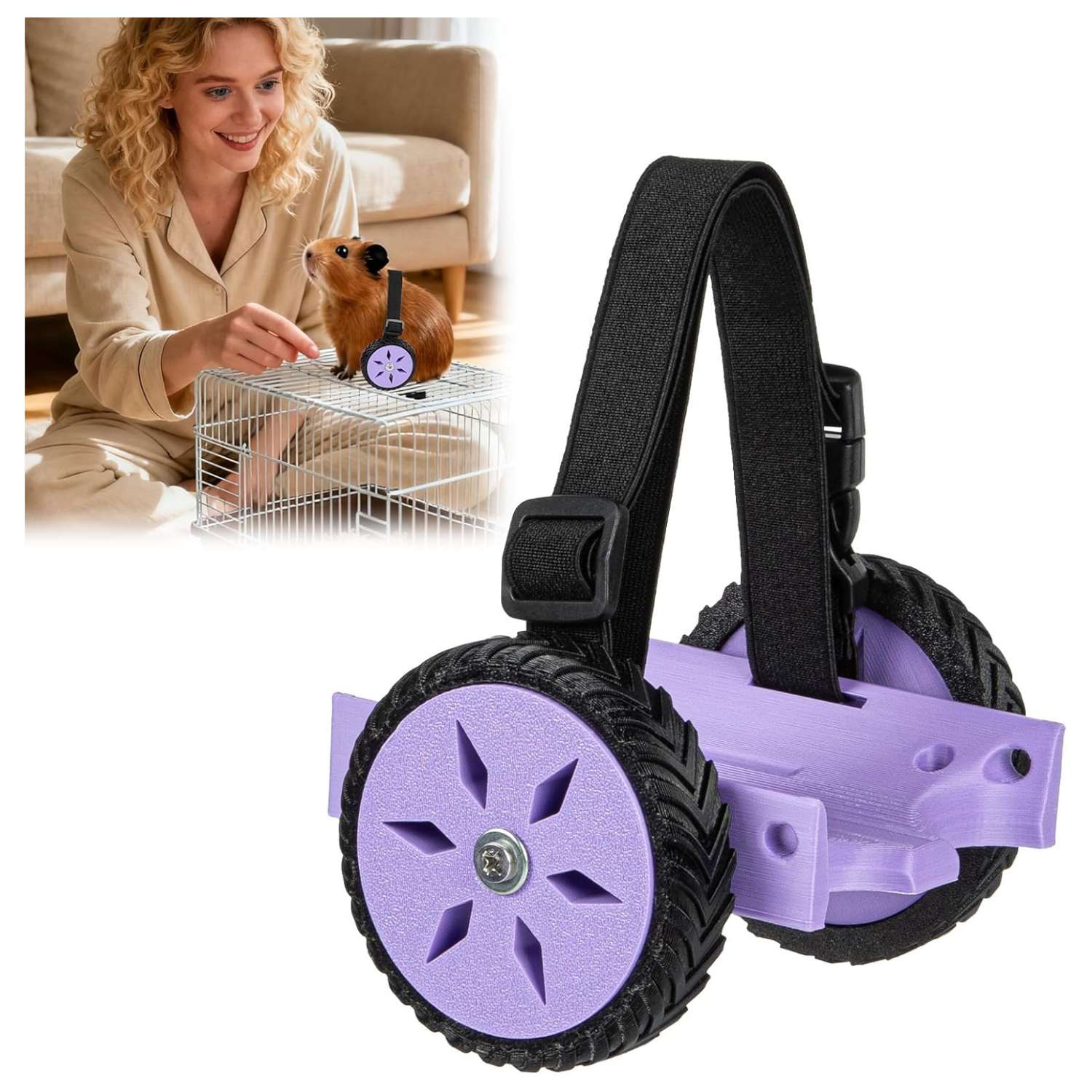 Silla ruedas conejo cuy hamster ajustable silenciosa ruedas goma mascotas exoticas