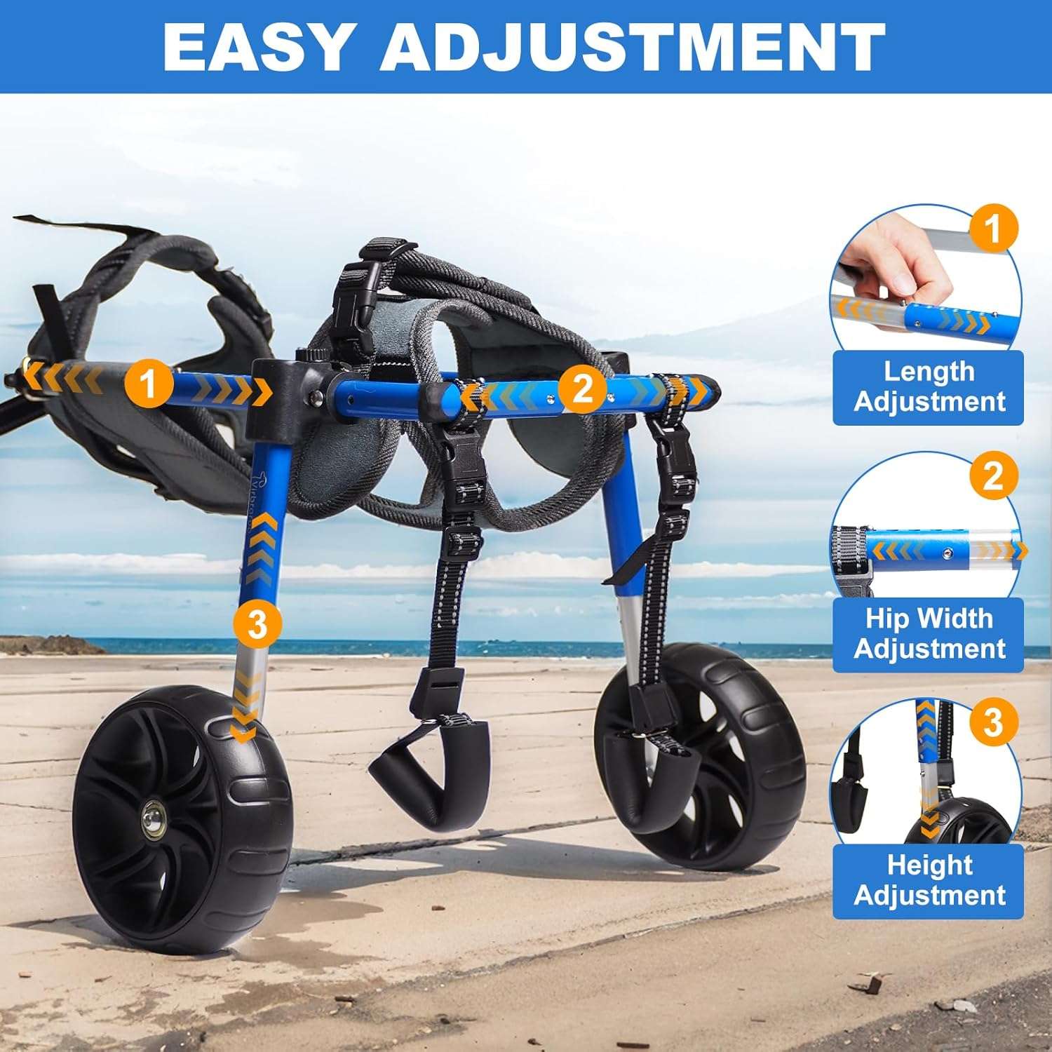 Silla ruedas perro pequeño rodamientos precision todo terreno aluminio aeronautico soporte espinal